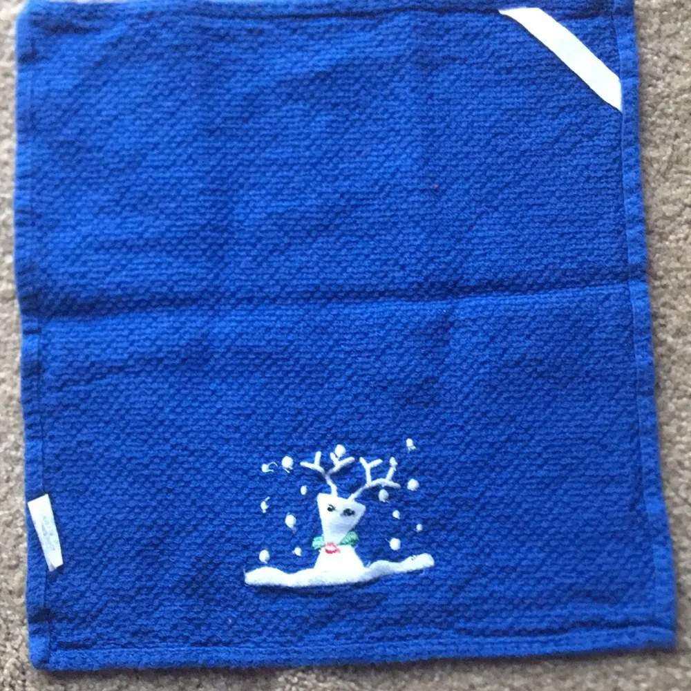 Crate & Barrel Snow Deer Dishcloths, Set of 2